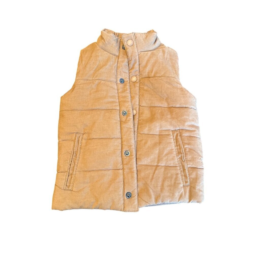 Tommy‎ Bahama Kids Tan Quilted Vest XS 4 Cotton Shell Polyester Fill  Pockets